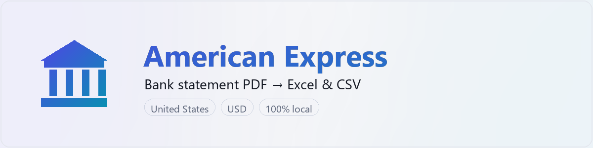 American Express bank statement to Excel and CSV converter — BankStmtConvert (independent tool, not affiliated with American Express)