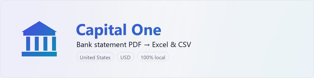 Capital One bank statement to Excel and CSV converter — BankStmtConvert (independent tool, not affiliated with Capital One)
