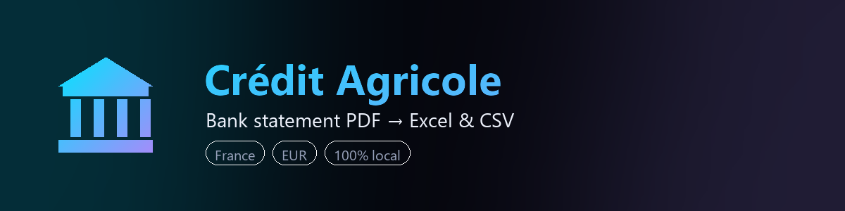 Crédit Agricole bank statement to Excel and CSV converter — BankStmtConvert (independent tool, not affiliated with Crédit Agricole)