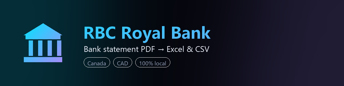 RBC Royal Bank bank statement to Excel and CSV converter — BankStmtConvert (independent tool, not affiliated with RBC Royal Bank)