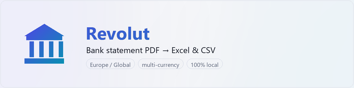 Revolut bank statement to Excel and CSV converter — BankStmtConvert (independent tool, not affiliated with Revolut)