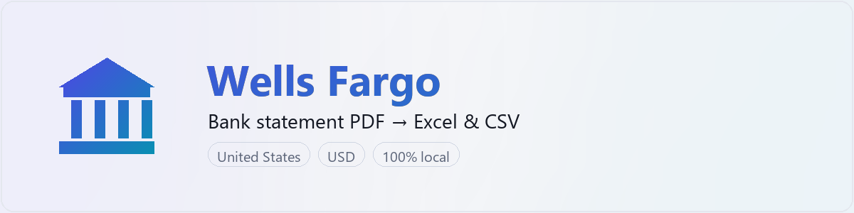 Wells Fargo bank statement to Excel and CSV converter — BankStmtConvert (independent tool, not affiliated with Wells Fargo)